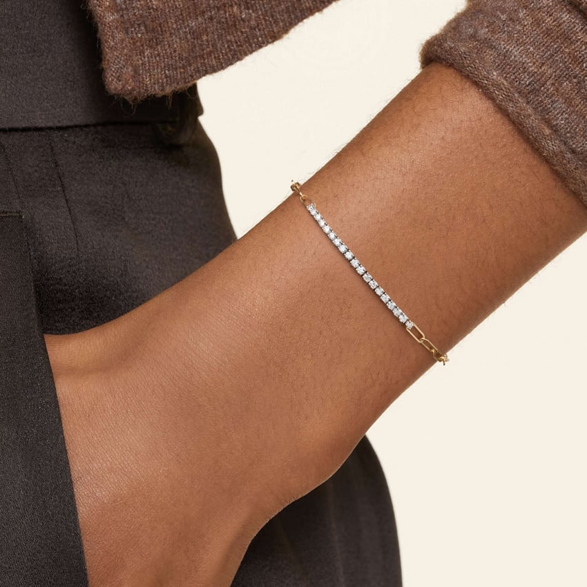 14K Yellow Gold Paperclip Lab Diamond Tennis Bracelet (1/2 ct. tw.)