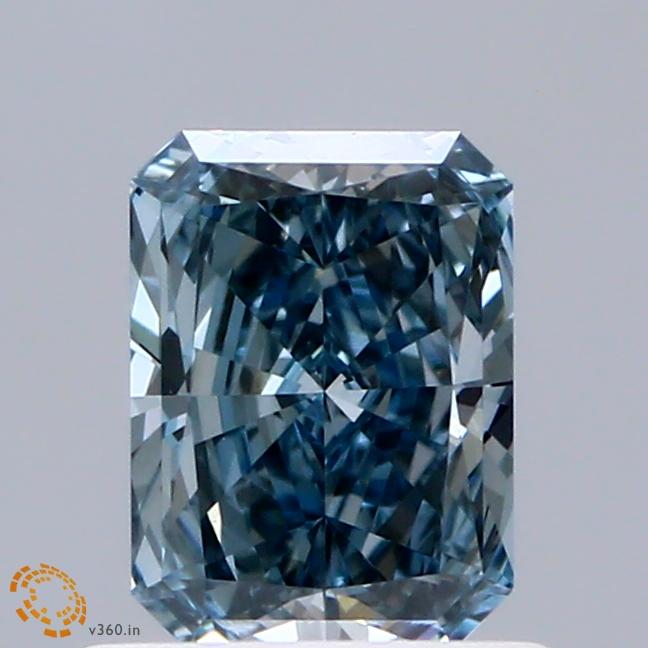 0.72 Ct. Fancy Intense Greenish Blue Radiant Lab Grown Diamond