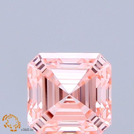 1.23 Ct. Fancy Vivid Pink Asscher Lab Grown Diamond