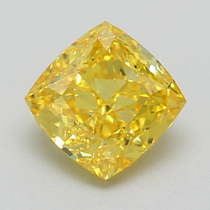 0.81 Ct. Fancy Vivid  Yellow Cushion Lab Grown Diamond