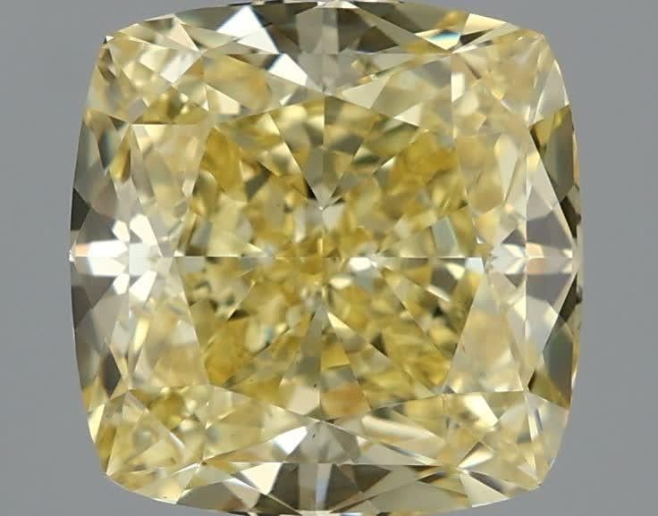 2.58 Ct. Fancy Intense Yellow Cushion Lab Grown Diamond