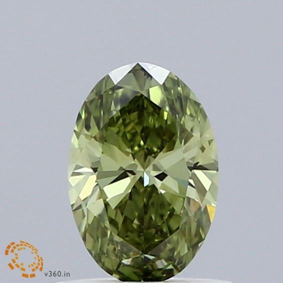 0.72 Ct. Fancy Vivid Green Oval Lab Grown Diamond
