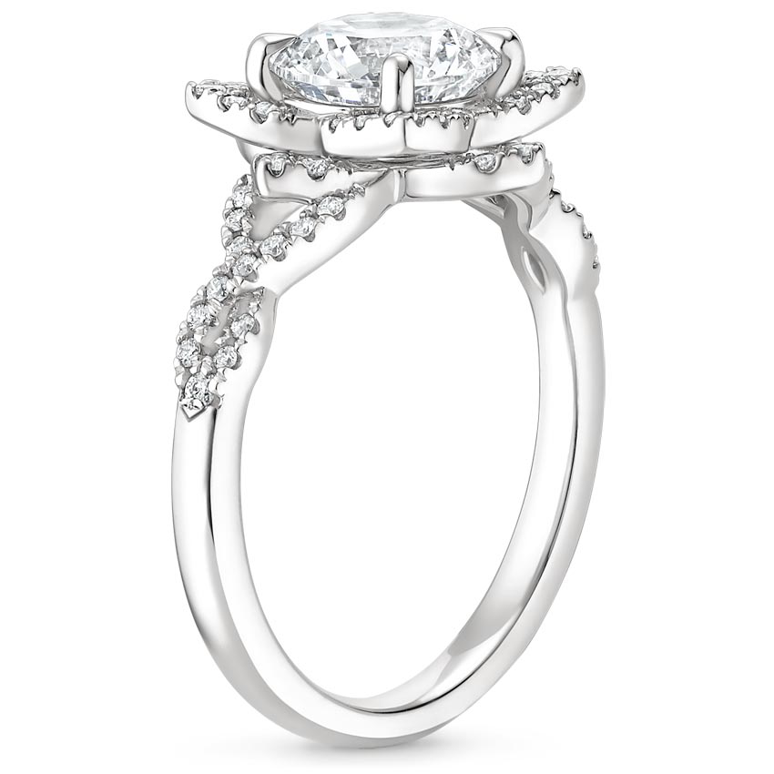 18K White Gold Lily Diamond Ring, large side view