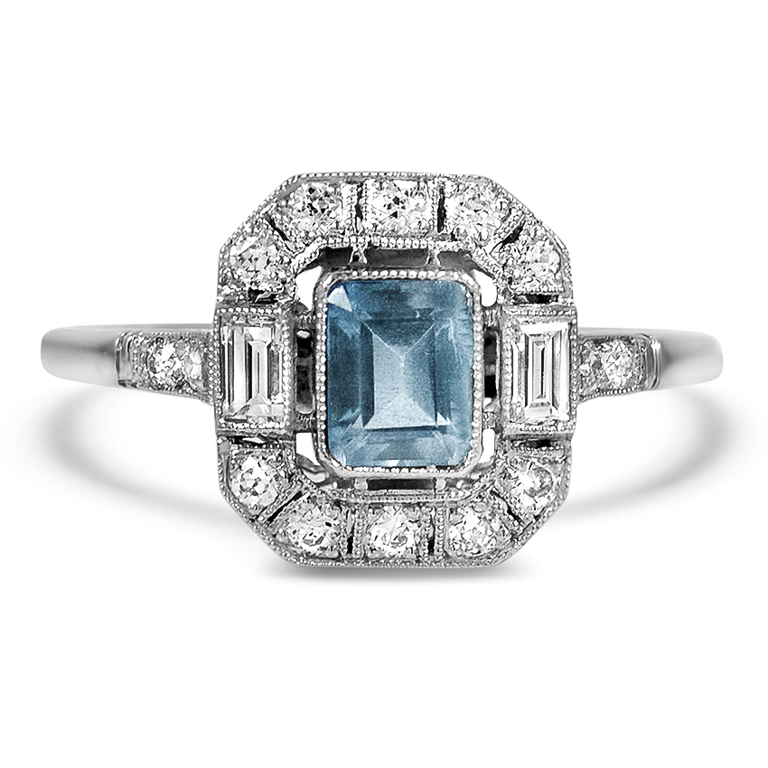 Art Deco Reproduction Aquamarine Vintage Ring