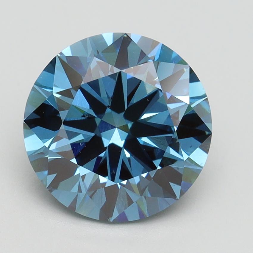 2.70 Ct. Fancy Vivid Blue Round Lab Grown Diamond