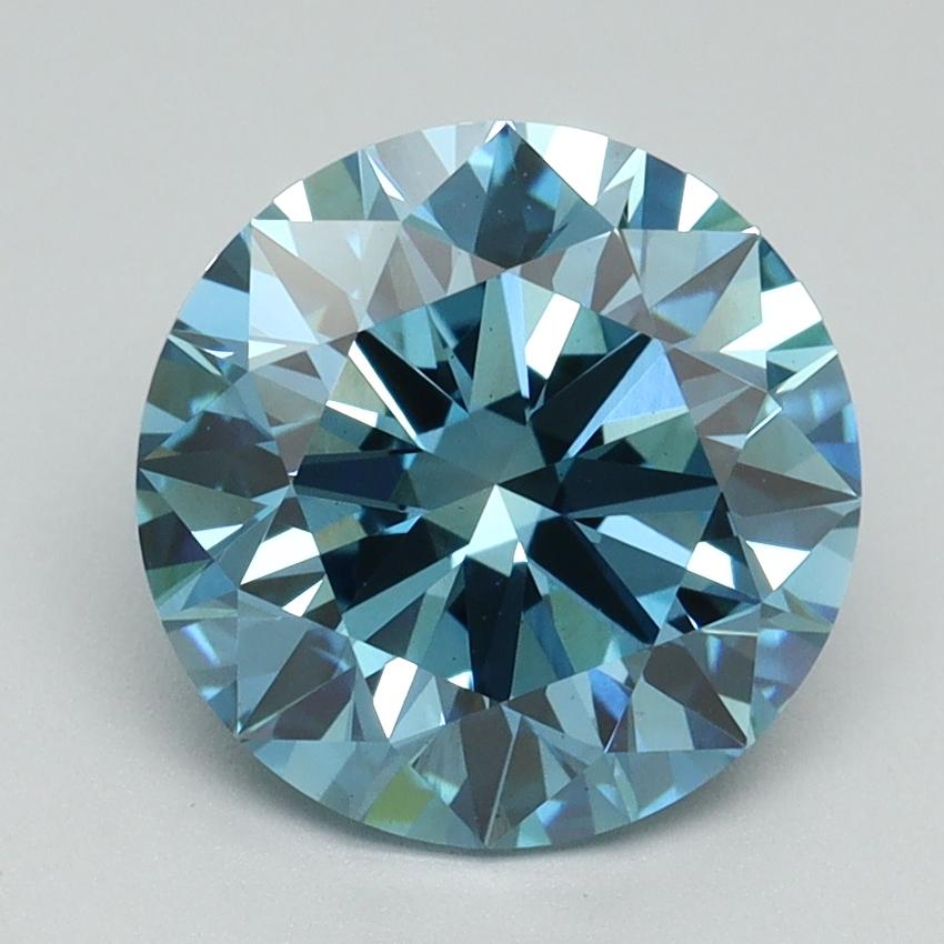 3.07 Ct. Fancy Vivid Blue Round Lab Grown Diamond
