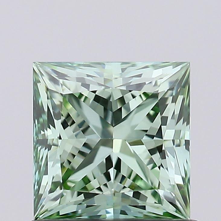 0.80 Ct. Fancy Vivid Green Princess Lab Grown Diamond