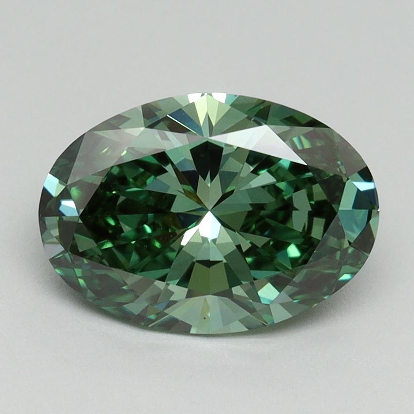 2.05 Ct. Fancy Vivid Green Oval Lab Grown Diamond