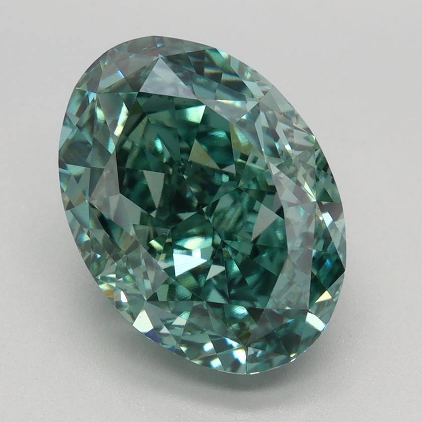5.06 Ct. Fancy Vivid Bluish Green Oval Lab Grown Diamond