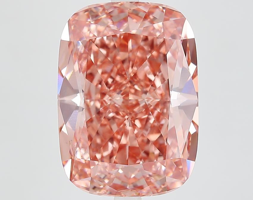 9.62 Ct. Fancy Vivid Brownish Pink Cushion Lab Grown Diamond