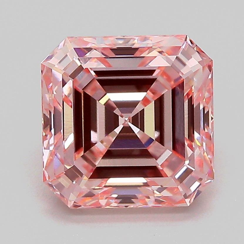 3.11 Ct. Fancy Intense Pink Asscher Lab Grown Diamond