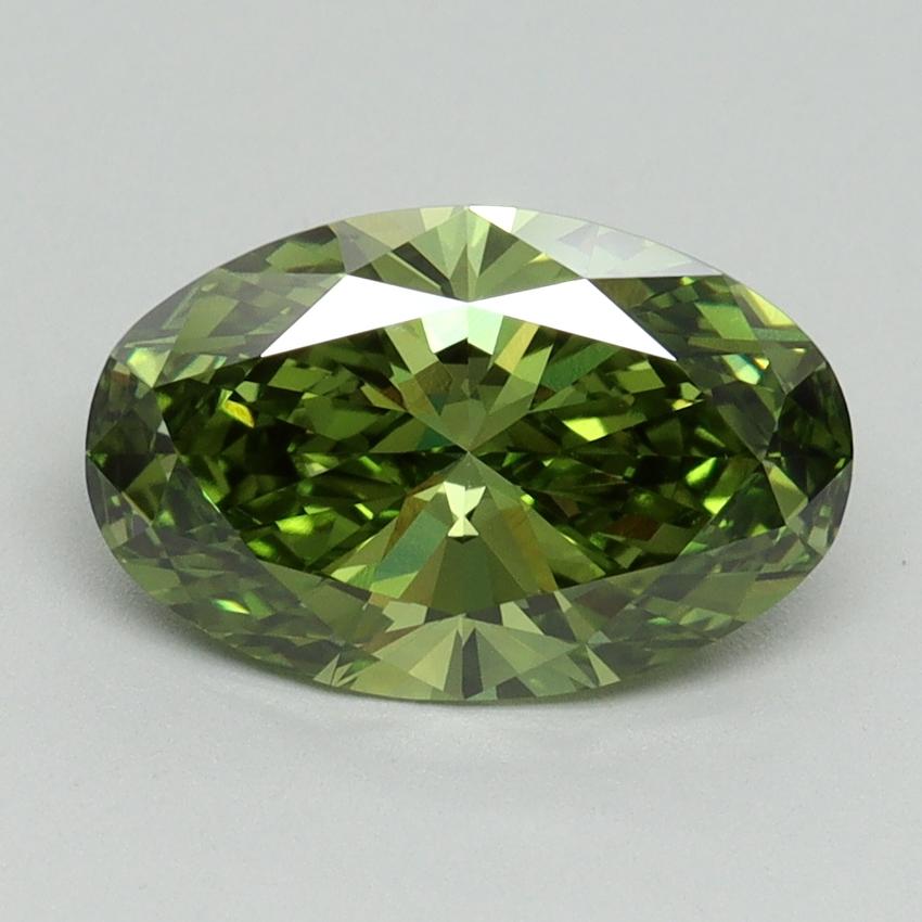 2.04 Ct. Fancy Vivid Green Oval Lab Grown Diamond