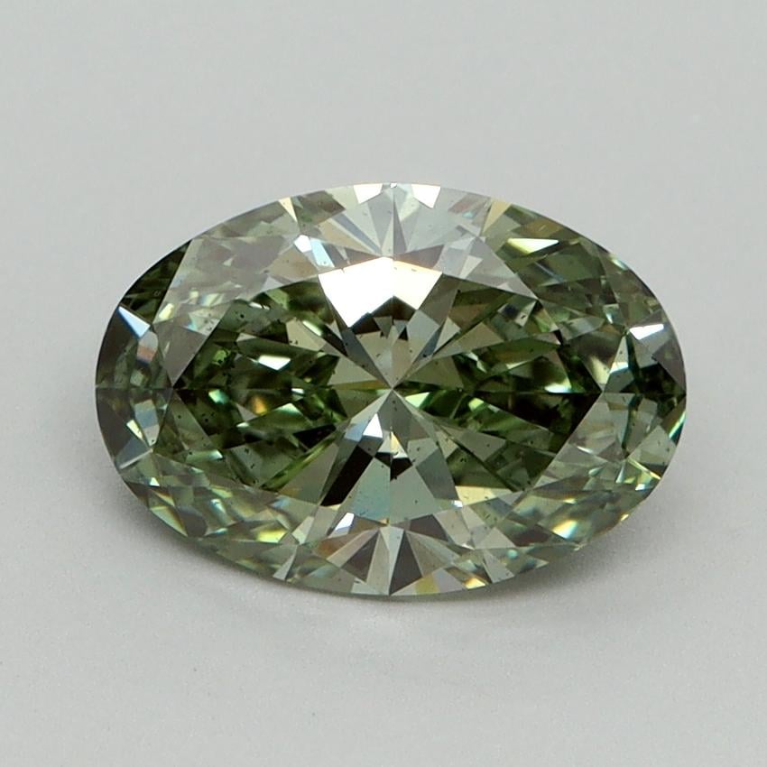 1.60 Ct. Fancy Vivid Green Oval Lab Grown Diamond