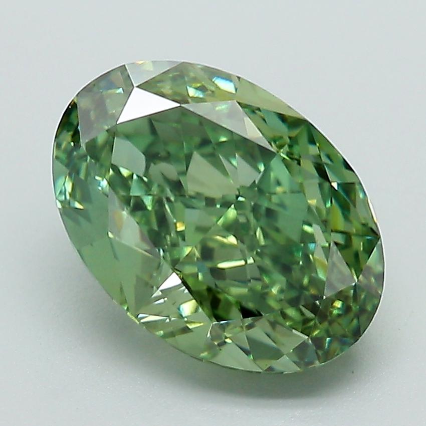 3.02 Ct. Fancy Vivid Green Oval Lab Grown Diamond