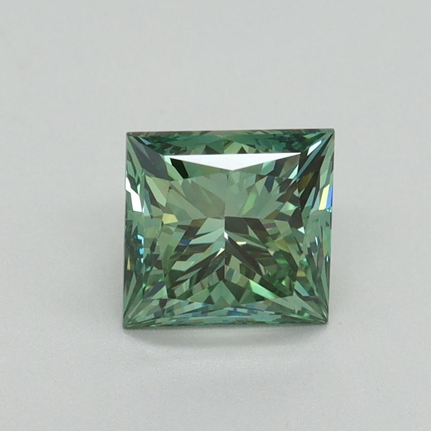 1.29 Ct. Fancy Vivid Green Princess Lab Grown Diamond