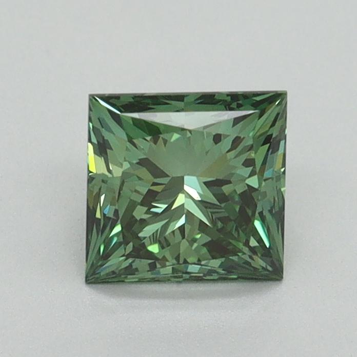 0.91 Ct. Fancy Vivid Green Princess Lab Grown Diamond