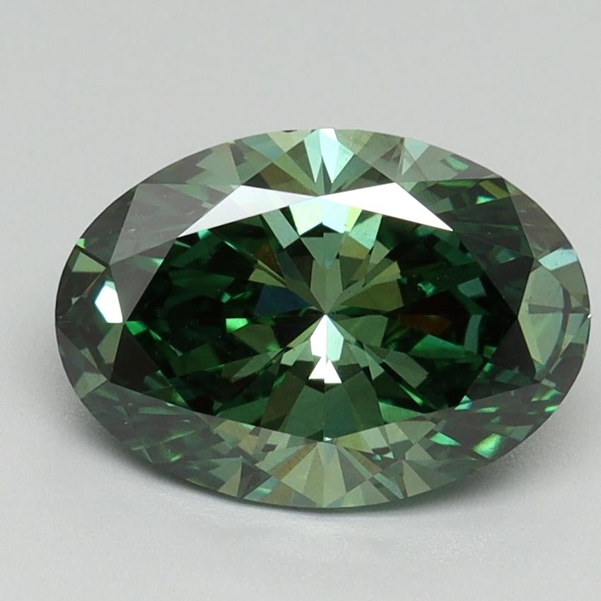 2.19 Ct. Fancy Vivid Green Oval Lab Grown Diamond