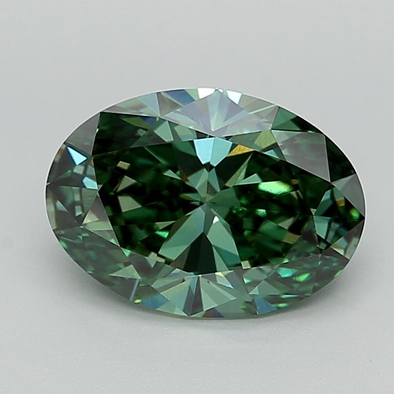 3.36 Ct. Fancy Vivid  Green Oval Lab Grown Diamond