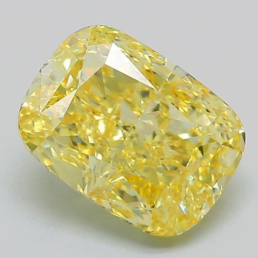 3.12 Ct. Fancy Vivid Yellow Cushion Lab Grown Diamond