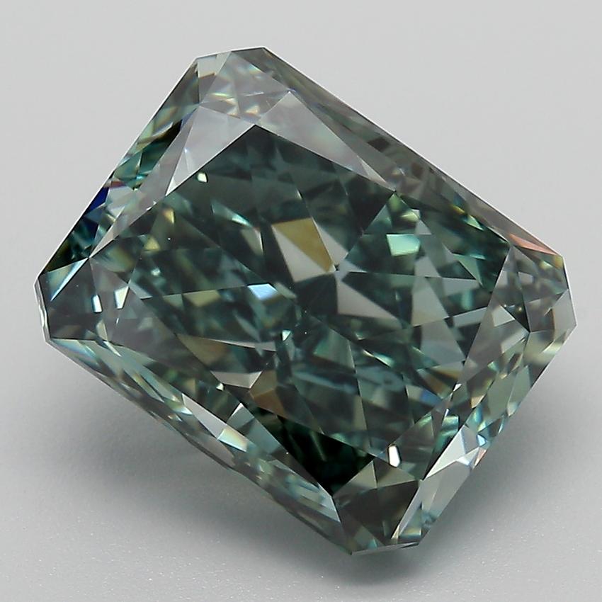 6.71 Ct. Fancy Vivid  Green Radiant Lab Grown Diamond
