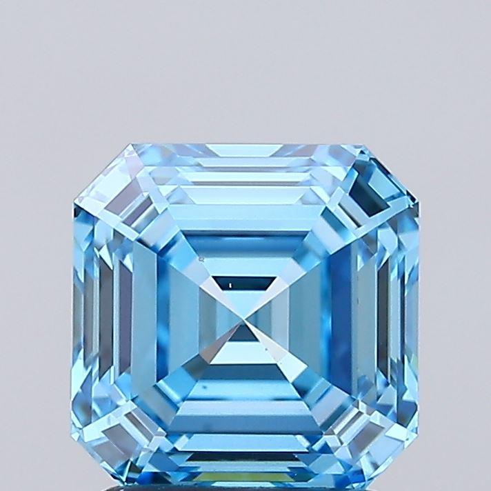 1.61 Ct. Fancy Vivid Blue Asscher Lab Grown Diamond
