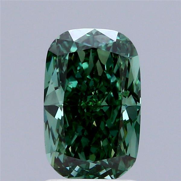 2.00 Ct. Fancy Vivid Green Cushion Lab Grown Diamond