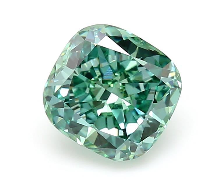 1.05 Ct. Fancy Vivid Green Cushion Lab Grown Diamond
