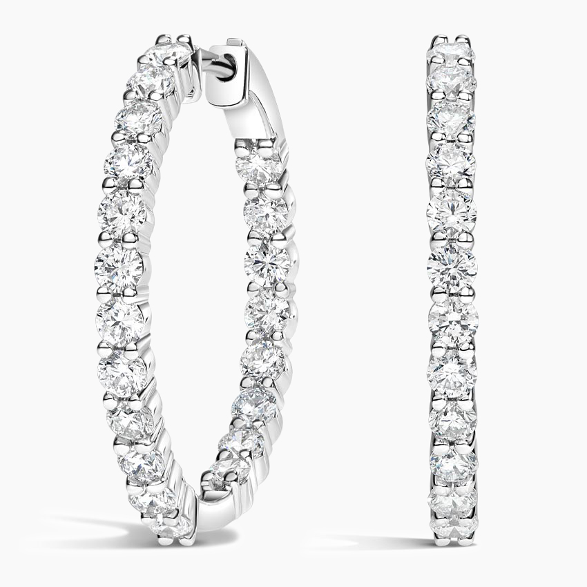 Buy 3 Carat Thick Natural Diamond Hoop Earrings, 0.30ct Diamond Bold Chunky  Diamond Bridal Earrings in 14K Solid Gold, Single or Pair Online in India -  Etsy