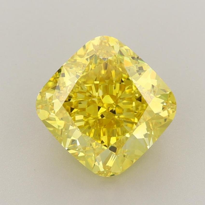 3.40 Ct. Fancy Vivid Yellow Cushion Lab Grown Diamond