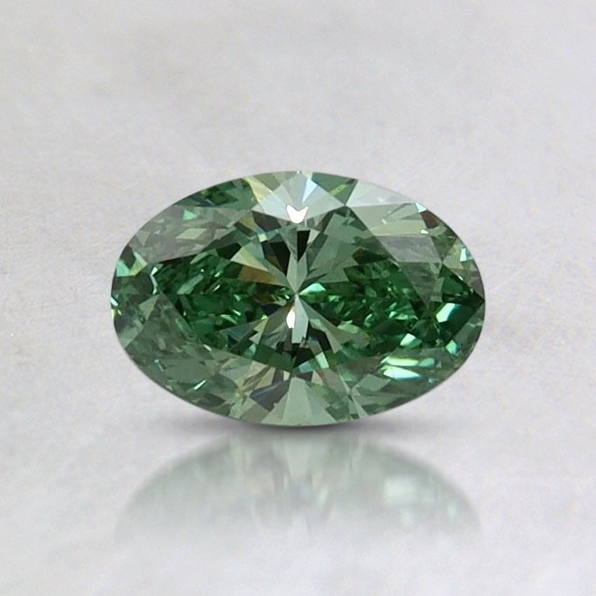 0.52 Ct. Fancy Vivid Pacific Green Oval Lab Grown Diamond, top view
