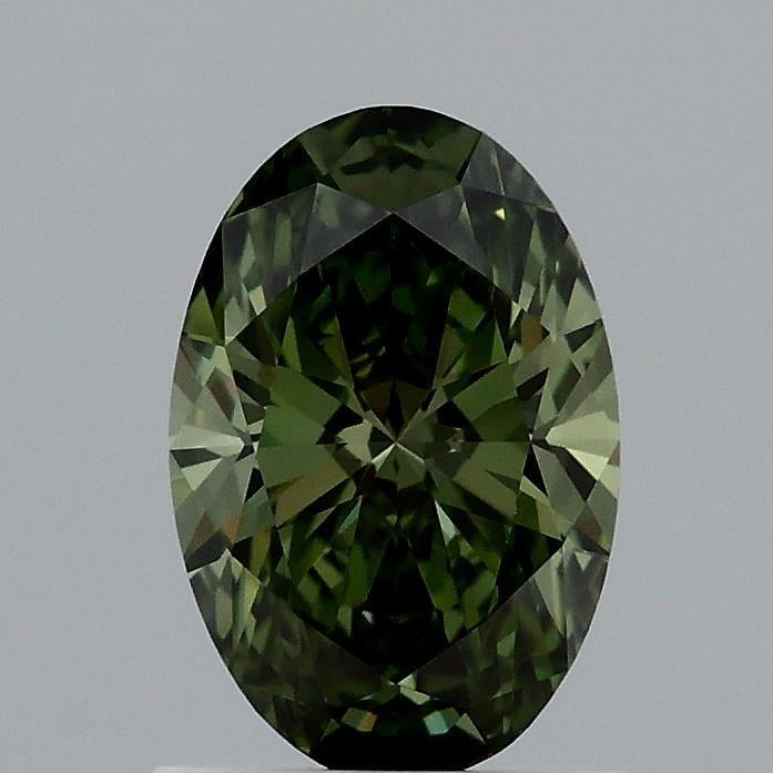 1.00 Ct. Fancy Vivid Green Oval Lab Grown Diamond