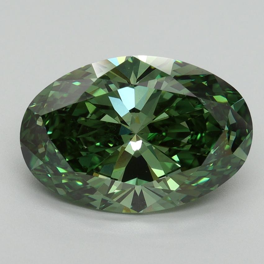 5.15 Ct. Fancy Vivid Green Oval Lab Grown Diamond