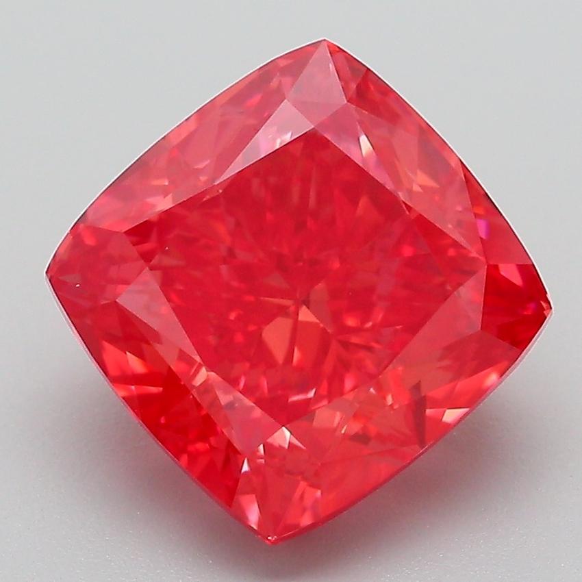 4.58 Ct. Fancy Vivid Red Cushion Lab Grown Diamond