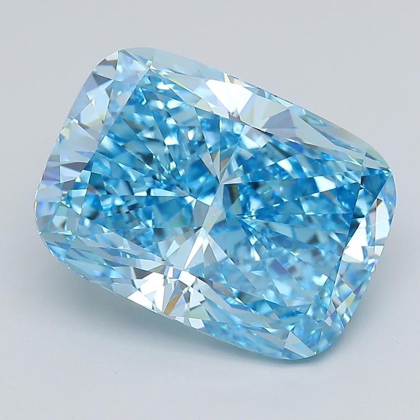 10.06 Ct. Fancy Vivid  Blue Cushion Lab Grown Diamond