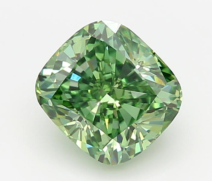 1.05 Ct. Fancy Vivid Green Cushion Lab Grown Diamond