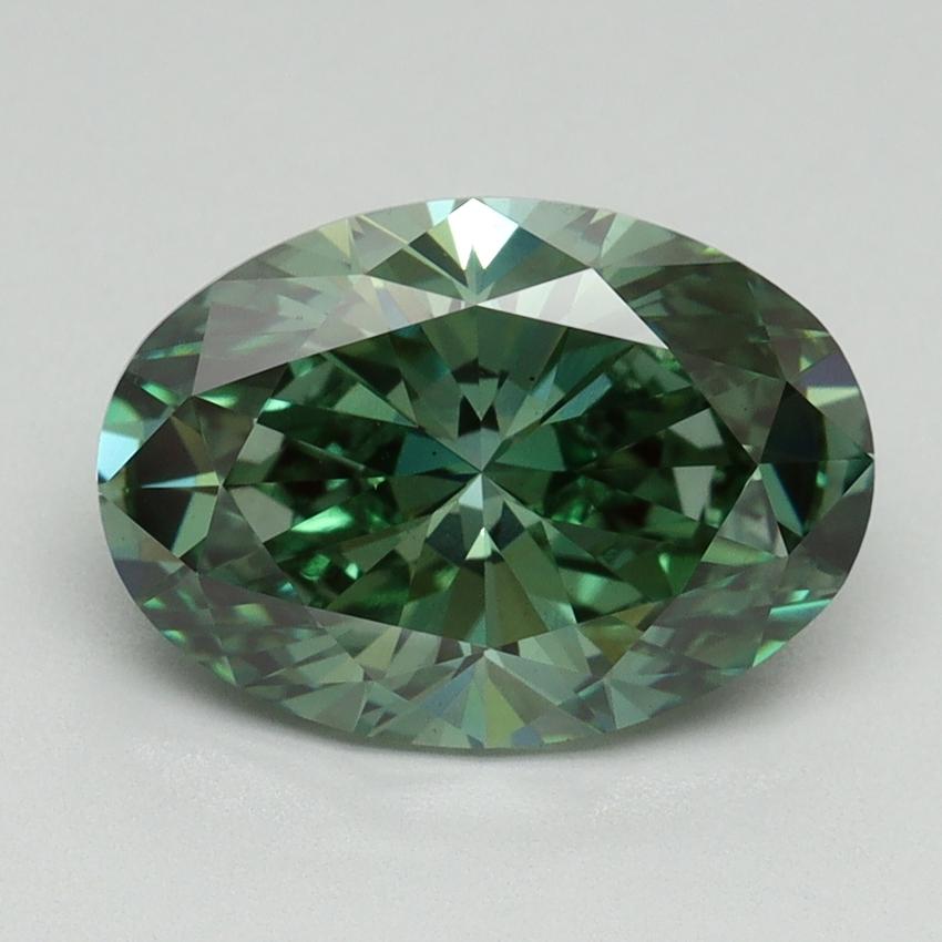 3.07 Ct. Fancy Vivid Green Oval Lab Grown Diamond