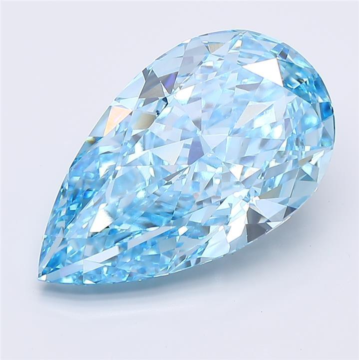 7.57 Ct. Fancy Vivid  Blue Pear Lab Grown Diamond