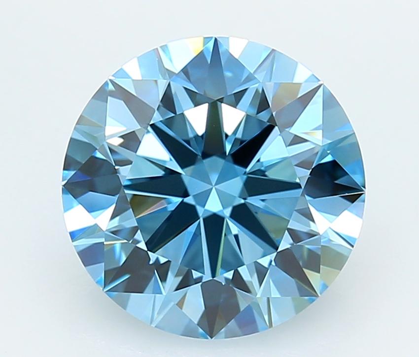 4.07 Ct. Fancy Vivid  Blue Round Lab Grown Diamond