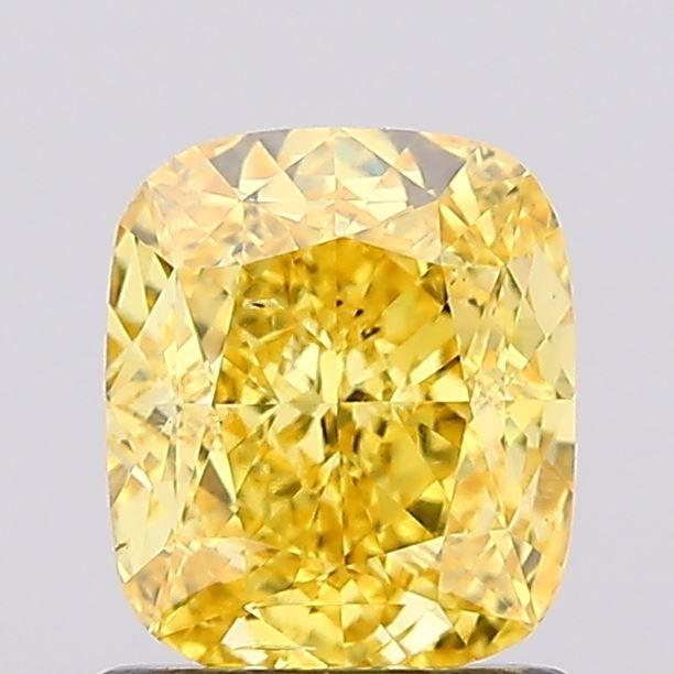 1.19 Ct. Fancy Vivid  Yellow Cushion Lab Grown Diamond