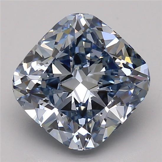 3.35 Ct. Fancy Intense Blue Cushion Lab Grown Diamond