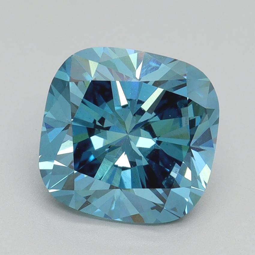 2.63 Ct. Fancy Vivid Malibu Blue Cushion Lab Grown Diamond