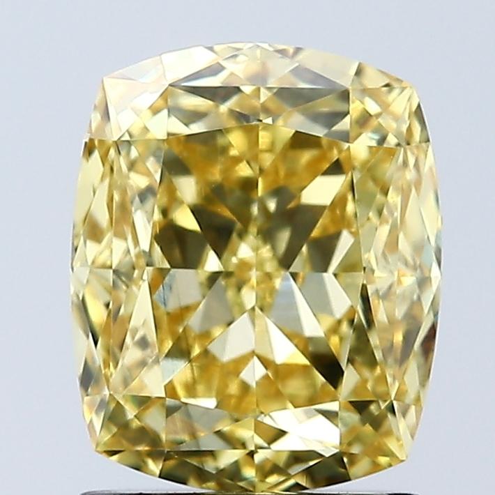 2.08 Ct. Fancy Vivid Yellow Cushion Lab Grown Diamond