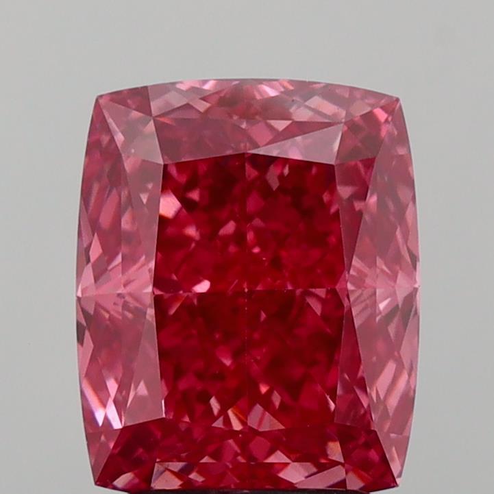 3.08 Ct. Fancy Vivid  Pink Cushion Lab Grown Diamond