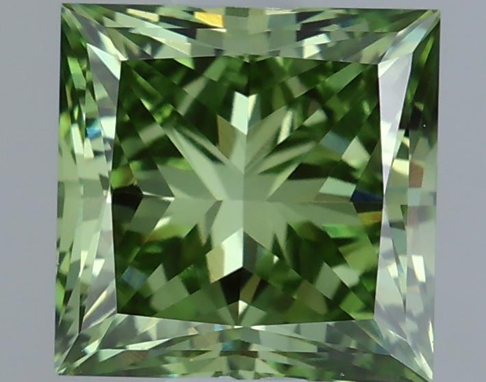 1.04 Ct. Fancy Vivid Green Princess Lab Grown Diamond