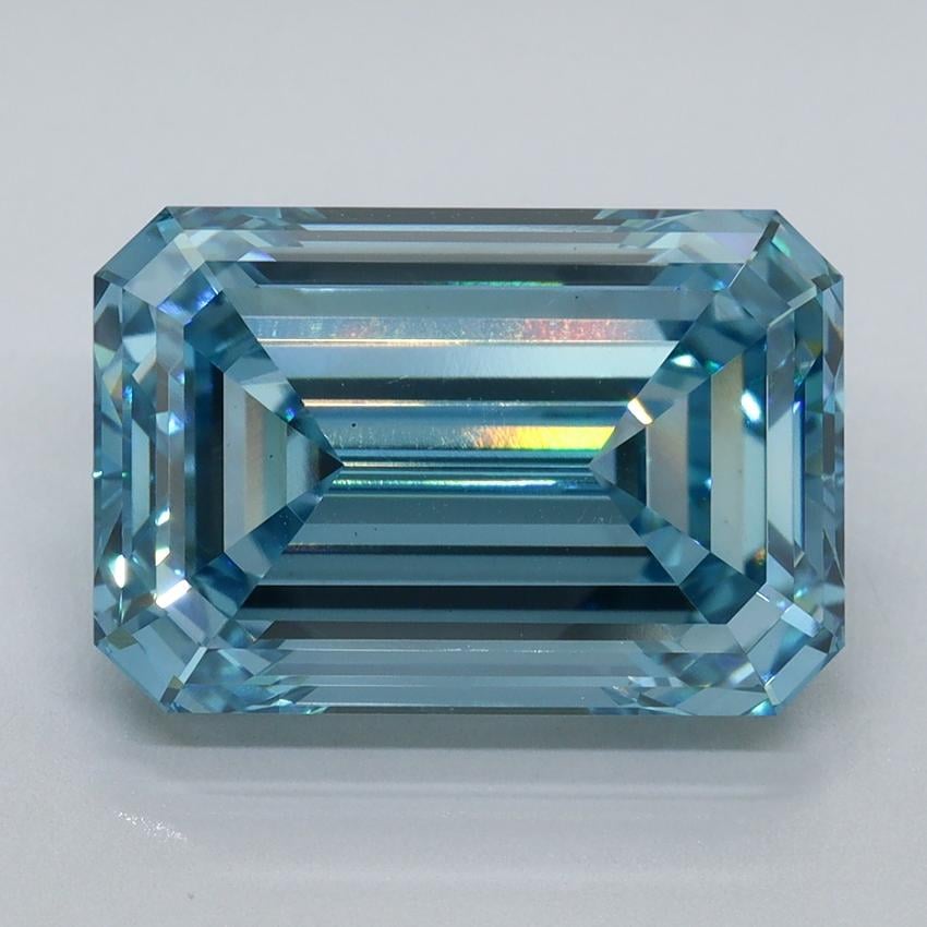 7.15 Ct. Fancy Vivid Malibu Blue Emerald Lab Grown Diamond