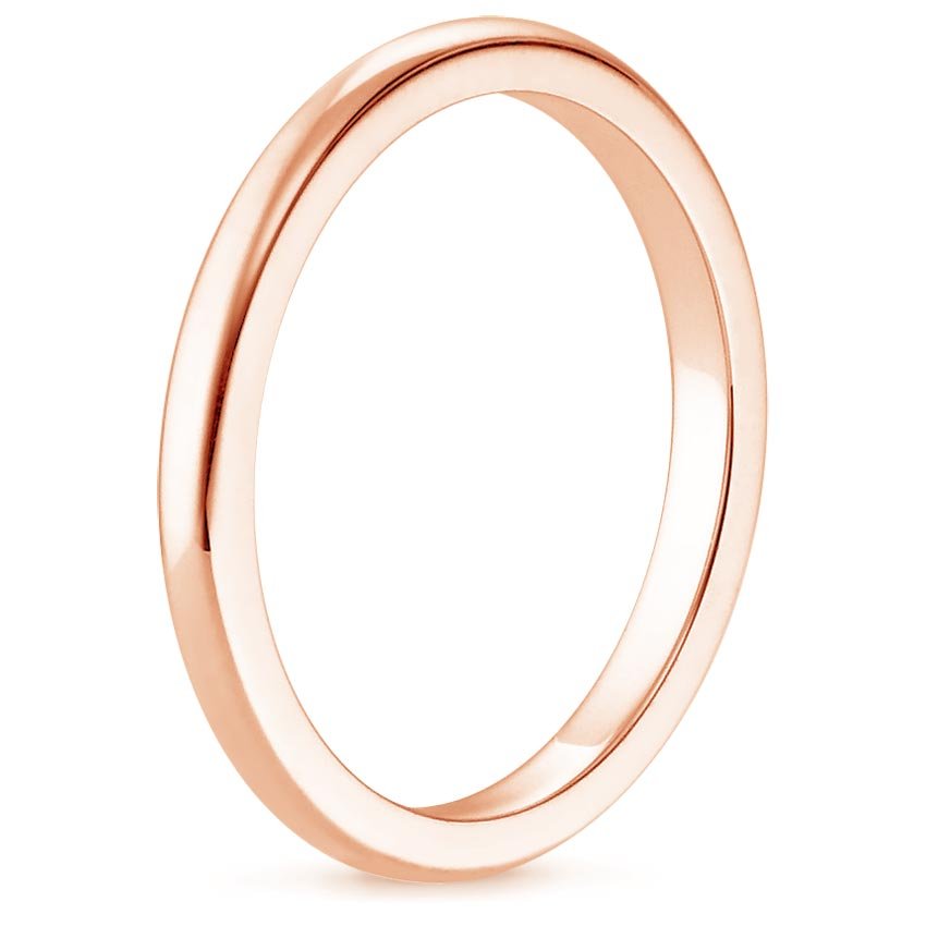 14K Rose Gold 2mm Comfort Fit Wedding Ring, large side view