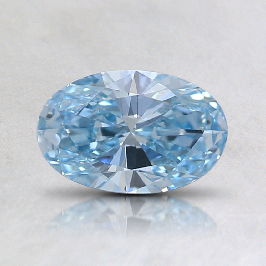 0.61 Ct. Fancy Intense Greenish Blue Oval Lab Grown Diamond