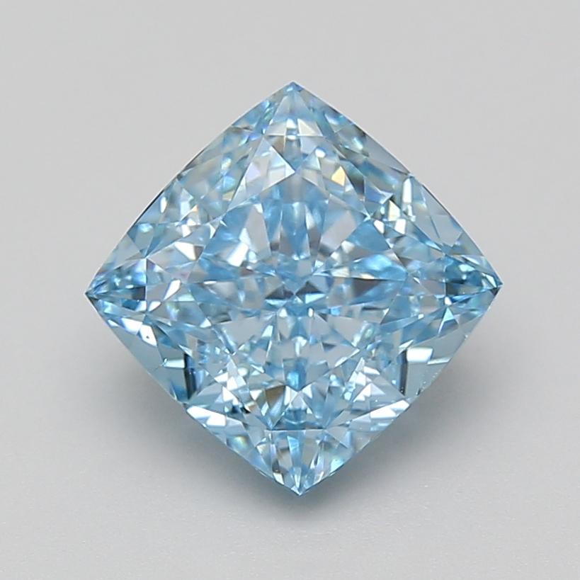3.08 Ct. Fancy Vivid Blue Cushion Lab Grown Diamond