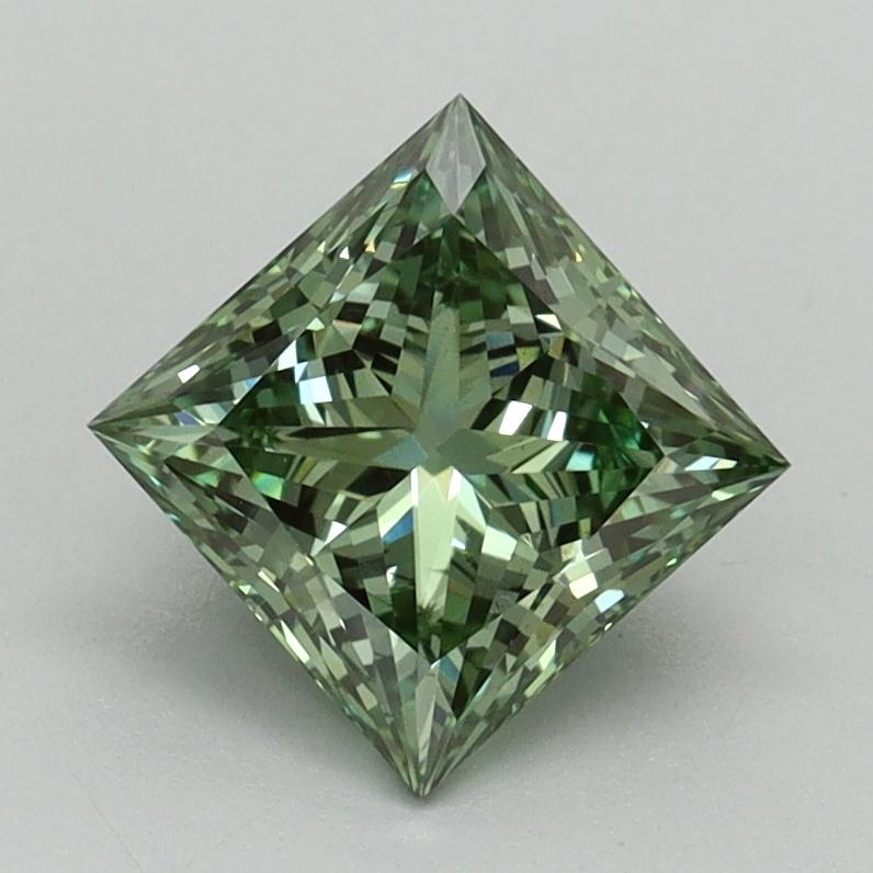 1.29 Ct. Fancy Vivid Green Princess Lab Grown Diamond