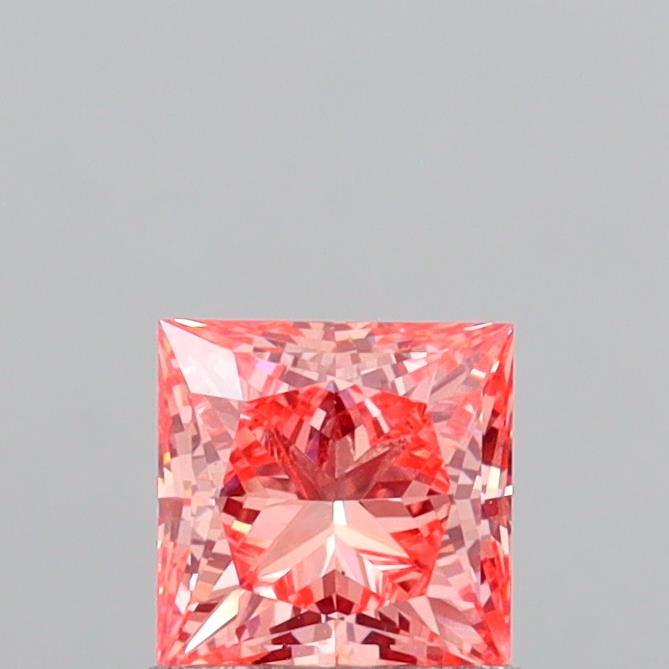 1.06 Ct. Fancy Vivid Orangy Pink Princess Lab Grown Diamond